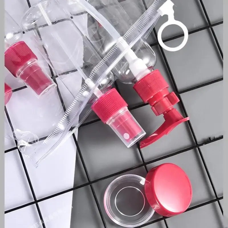 Travel Dispenser Bottle Pouch Set, Face Wash Skin Care Hand Cream Dispenser, Transparent Liquid Spray Empty Bottle Travel Dispenser Bottle Pouch Set, Face Wash Skin Care Hand Cream Dispenser, Transparent Liquid Spray Empty Bottle